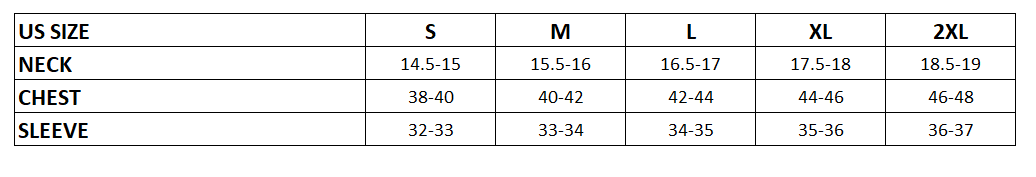 Size chart for Sherman Quarter Zip - Black